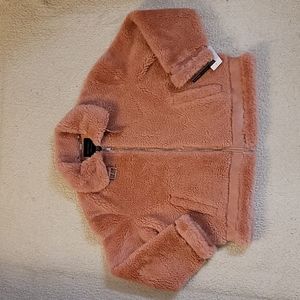 NWT Sanctuary Faux Fur Teddy Biker Coat in Dusty Pink